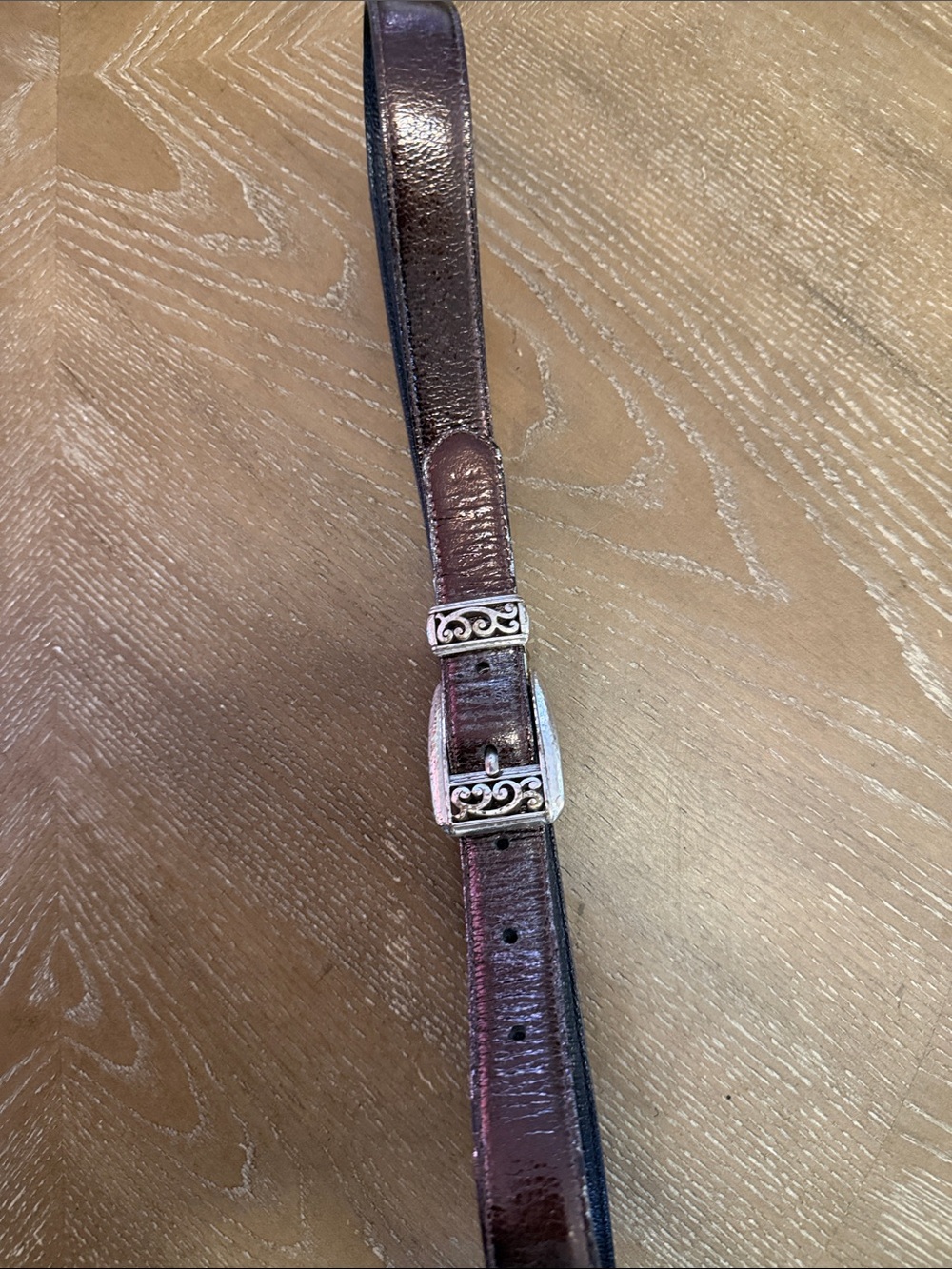 Brighton Brown Leather Belt with Decorative Silver Buckle